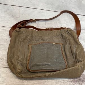 Anthropologie Schuler & Sons Philadelphia large tan shoulder bag purse